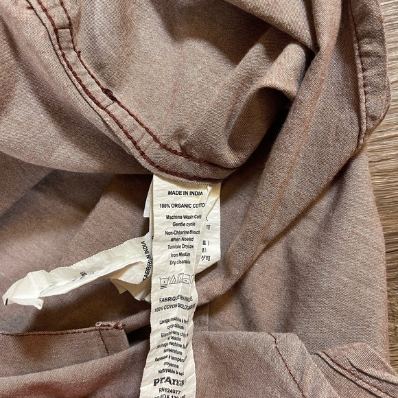 PrAna Broderick Hiking Shirt Large Organic Cotton Outdoors Casual Mens - Picture 10 of 13